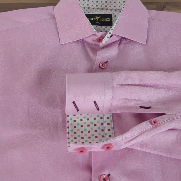 Bertigo Other - Bertigo Men’s Pink Flip Cuff Button Down Shirt